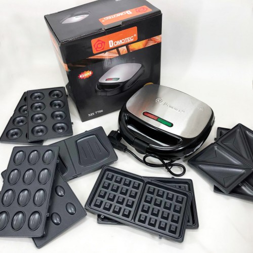 Мультипекар 6в1 зі знімними формами Domotec MS-7706, сендвічниця 4в1, домашній гриль для шаурми