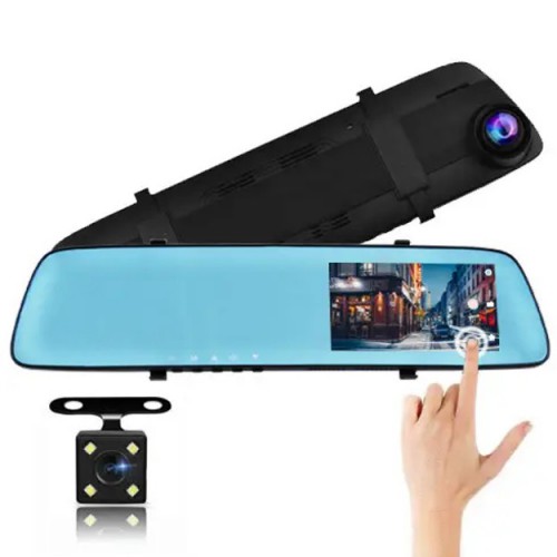 Автомобільний відеореєстратор-дзеркало L-9003 4,3" TOUCH SCREEN 2 камери 1080P Full HD