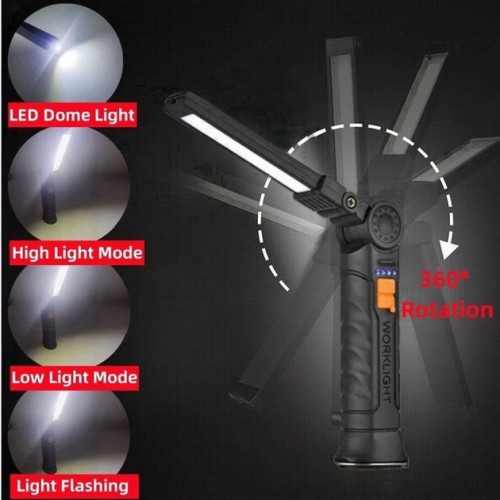 Ліхтар поворотний Worklight G52-LED+COB з магнітом та гаком, Кемпінговий складаний ліхтар