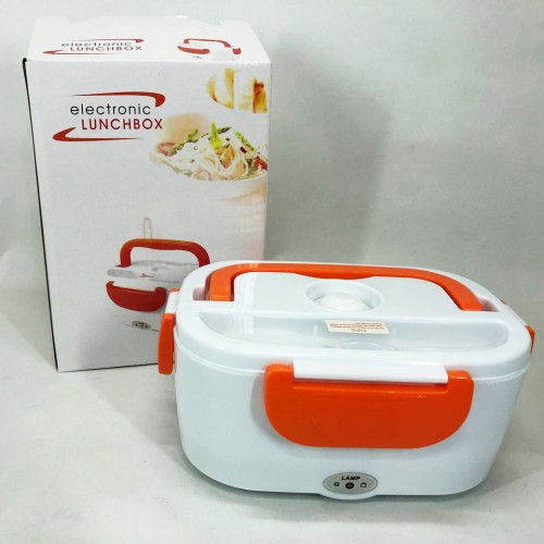 Ланч бокс електричний із підігрівом Lunch Heater 220V Pro, контейнер для їжі з відсіками. Колір: помаранчевий