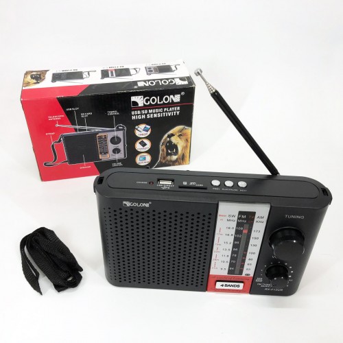 Радіоприймач переносний GOLON RX F12 AM/FM/SW, Радіоприймач am fm, Радіо переносне фм. Колір: чорний