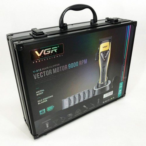 Машинка для стрижки VGR V-015 акумуляторна бездротова професійна 6 насадок