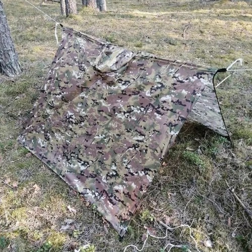 Якісний дощовик пончо (плащ-палатка) мультикам тактичний зміцнений камуфляж