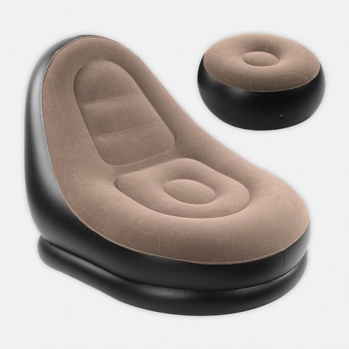 Надувне крісло з пуфом для відпочинку AIR SOFA велюрове