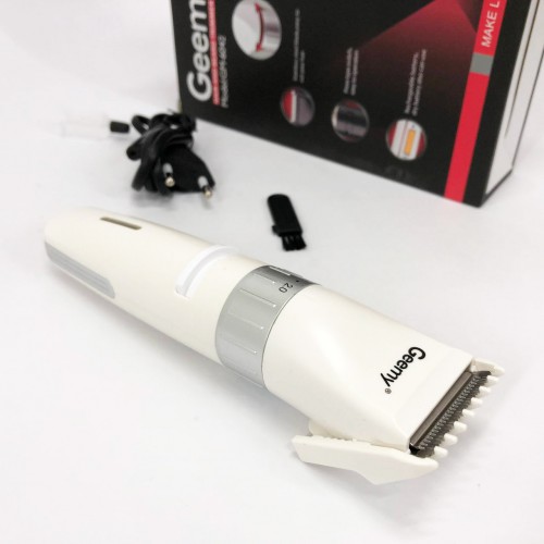 Акумуляторна машинка для стрижки волосся Gemei GM-6042, підстригальна машинка. Колір: білий