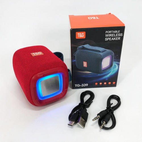 Портативна Bluetooth колонка TG339 5W з RGB підсвічуванням, Гучна блютуз колонка. Колір: червоний
