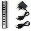 Розгалужувач USB HUB на 10 портів з активною зарядкою 220V, Розгалужувач юсб, Хаб для ноутбука