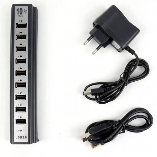 Розгалужувач USB HUB на 10 портів з активною зарядкою 220V, Розгалужувач юсб, Хаб для ноутбука