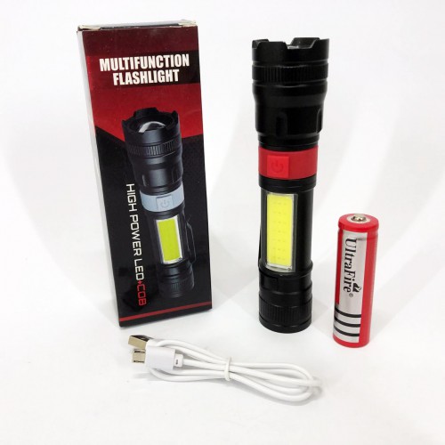 Ліхтар ручний акумуляторний PL-826-P70-COB(white+red), Портативний точковий ліхтар, Похідний ліхтарик