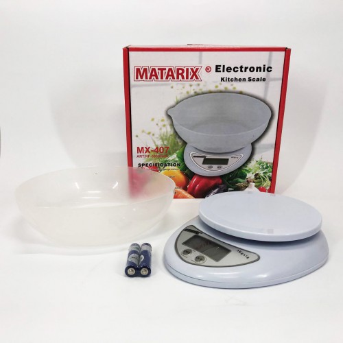 Кухонні електронні ваги з чашею до 5 кг Matarix MX-407, Компактні електронні кухонні ваги