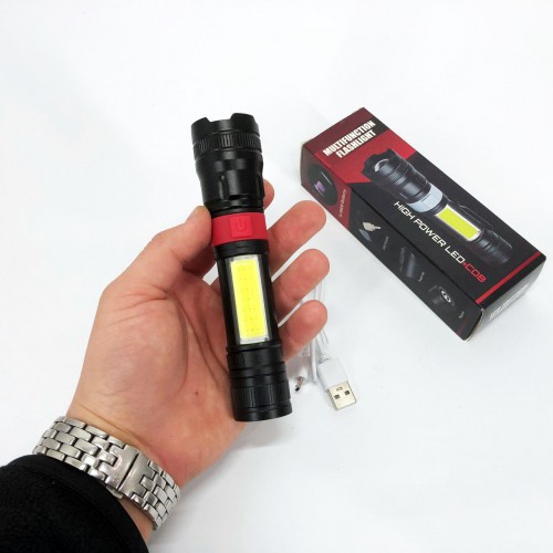 Ліхтар ручний акумуляторний PL-826-P70-COB(white+red), Портативний точковий ліхтар, Похідний ліхтарик
