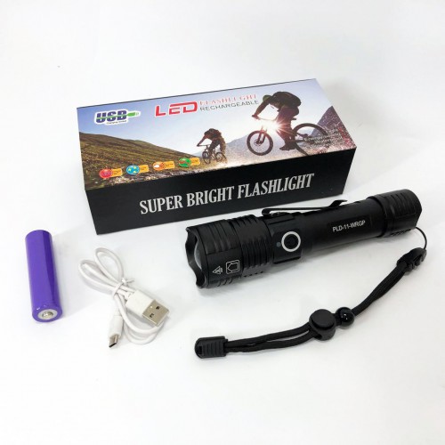 Ліхтар ручний акумуляторний PLD-11-4XPE(RGB), Кишеньковий ліхтар із usb зарядкою, Тактичний ліхтар police