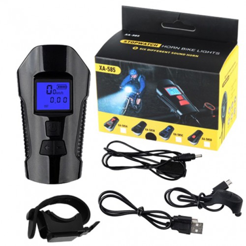 Велофара з комп'ютером та сигналом Waterproof XA-585-T6+2LED з виносною кнопкою, Фара велофара