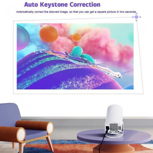 LED Проектор для дому портативний Смарт з WiFi, Bluetooth, Android 11, білий, 1280х720р