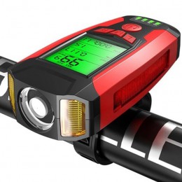 Велофара з комп'ютером та сигналом AS0808-XPG+2LED(yellow)+2COB(red), виносна кнопка
