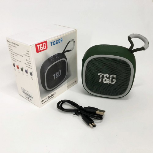 Портативна Bluetooth-колонка TG659 з ремінцем, Бездротова колонка портативна потужна. Колір: зелений