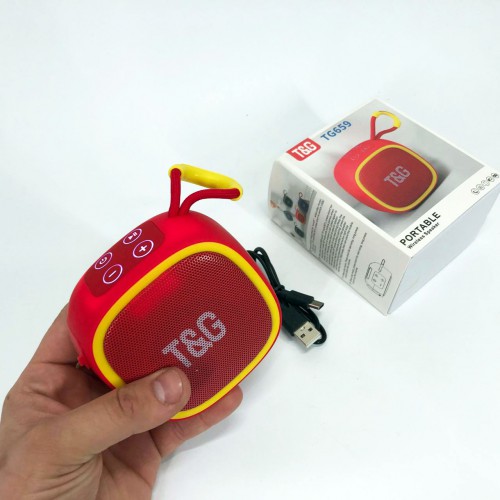 Портативна Bluetooth-колонка TG659 з ремінцем, Гучна блютуз колонка для вечірки. Колір: червоний