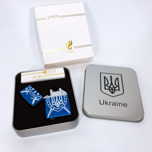 Дугова електроімпульсна USB Запальничка акумуляторна Україна металева коробка HL-446. Колір синій