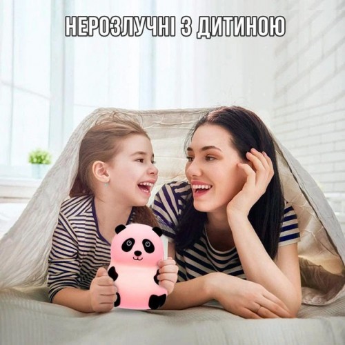 Дитячий силіконовий нічник світильник Панда 7 кольорів, Силіконовий нічник іграшка для дітей
