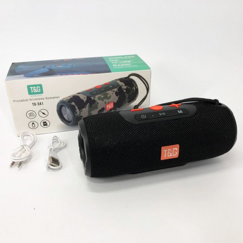 Портативна Bluetooth колонка TG341 зі шнурком, акумуляторна переносна колонка. Колір: чорний