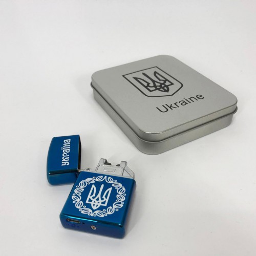 Дугова електроімпульсна запальничка USB металева коробка HL-447. Колір: синій