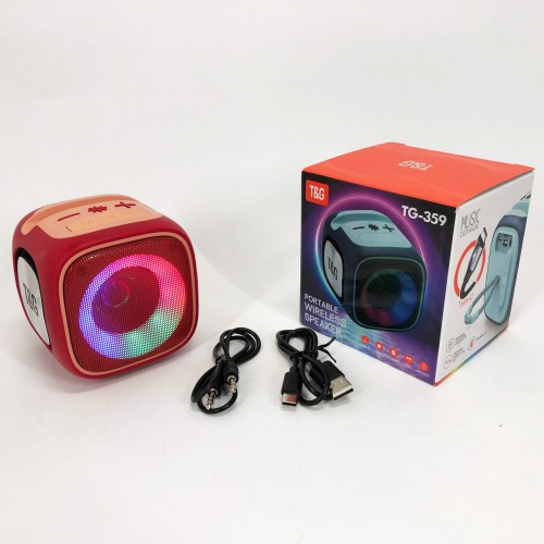 Портативна Bluetooth колонка TG359 7W з RGB підсвічуванням, Гучна блютуз колонка. Колір: червоний