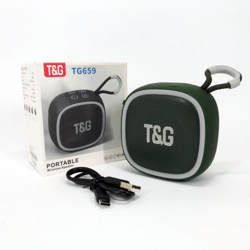 Портативна Bluetooth-колонка TG659 з ремінцем, Бездротова колонка портативна потужна. Колір: зелений