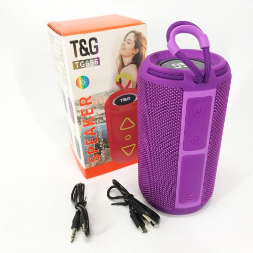 Bluetooth колонка портативна TG656 FM-радіо, потужна переносна акустична колонка. Колір: фіолетовий
