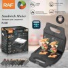 Вафельниця бутербродниця гриль сендвічниця електрична 8 в 1 RAF R.551 850W Мультипекар з 8 формами