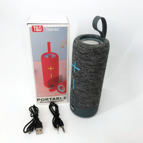 Портативна Bluetooth колонка TG619C FM-радіо USB/TF з ремінцем, Bluetooth колонка з підсвічуванням. Колір: сірий