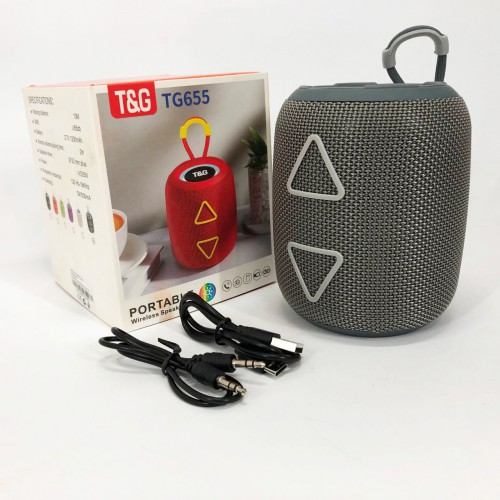 Портативна колонка TG655 5W з RGB підсвічуванням та ремінцем, Гучна блютуз колонка. Колір: сірий