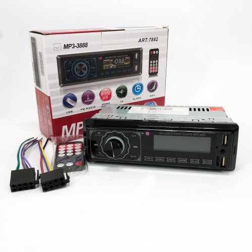 Автомагнітола MP3 3888 ISO 1DIN FM тюнер 4х50W сенсорний дисплей чорний, Bluetooth bluetooth магнітола