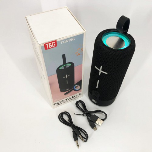 Портативна Bluetooth колонка TG619C FM-радіо USB/TF з ремінцем, Колонка для музики. Колір: чорний