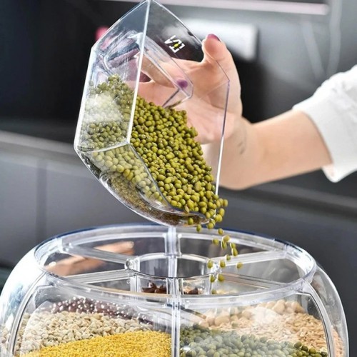 Поворотний диспенсер для круп органайзер-дозатор сипучих продуктів, Прозорі контейнери для спецій