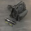 Набір: армійська чорна сумка + тактичний ліхтар професійний POLICE BL-X71-P50