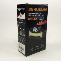 Налобний ліхтарик Bailong BL-W685-LTS+COB+RGB, 5 режимів, водостійкий, ударостійкий, USB кабель Type-c