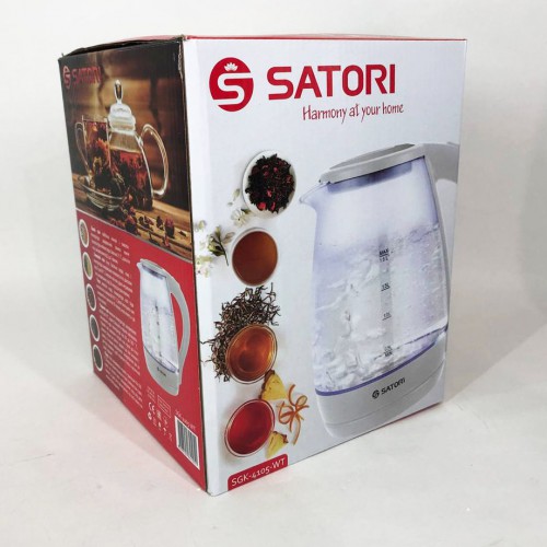 Електрочайник Satori SGK-4105-WT 1.8 л 1500 Вт, стильний електричний чайник, чайники з підсвічуванням