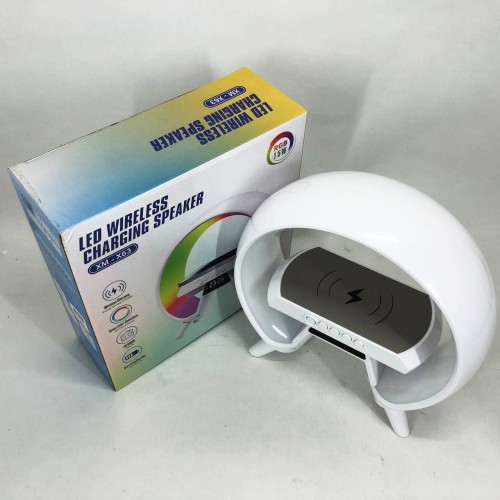 LED Лампа нічник з бездротовою зарядкою та Bluetooth динаміком G-Lite XM-X63, Годинник хамелеон з будильник