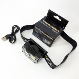 Ліхтар налобний YY-19B-3SMD+2COB(white+yellow+red), Налобний ліхтарик із usb зарядкою