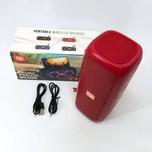 Портативна колонка TG333 2x5W з RGB підсвічуванням, бездротова колонка портативна потужна. Колір: червоний