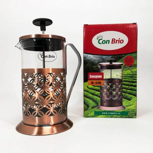 Френч-прес Заварник для чаю Con Brio CB-5180 800мл, Скляний чайник для чаю чайники