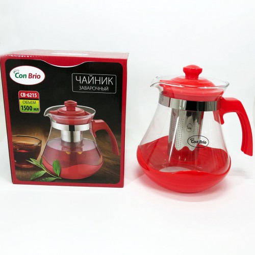 Чайник для заварювання Con Brio Green CB-6215 1,5 л, Чайник для заварювання якісний на кухню. Колір: червоний