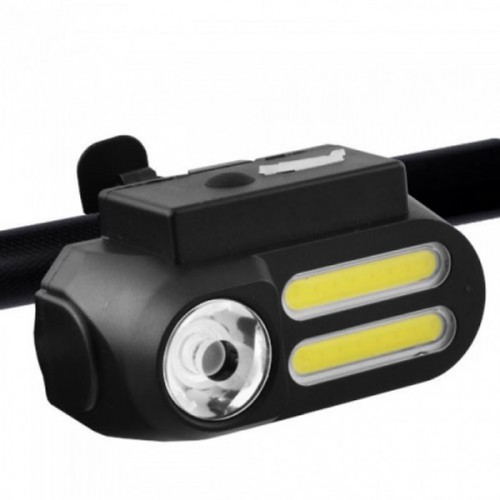 Маленький ліхтарик BL-611-1LM+2COB, Фара і мигалка для велосипеда, Фара на кермо велосипеда
