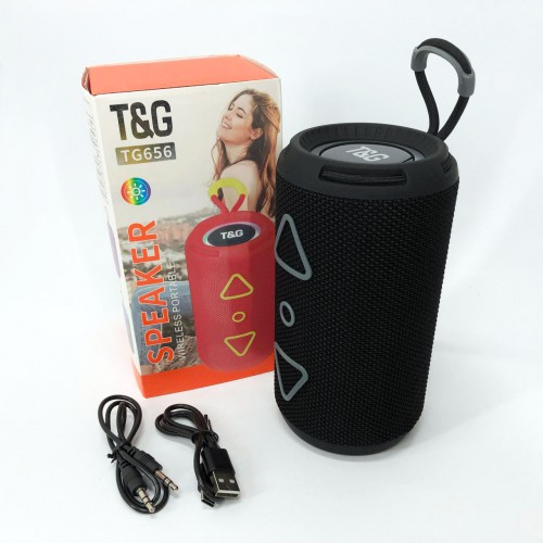 Bluetooth колонка портативна TG656 FM-радіо, акумуляторна колонка для музики. Колір: чорний