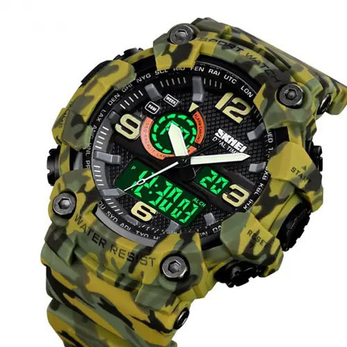 Годинник наручний чоловічий SKMEI 1520CMGN CAMO GREEN, годинник військовий чоловічий, для військовослужбовців. Колір: камуфляж