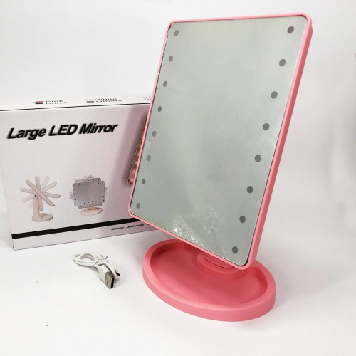 Дзеркало для макіяжу з 16 LED підсвічуванням Mirror, косметичне дзеркало з підсвічуванням. Колір: рожевий