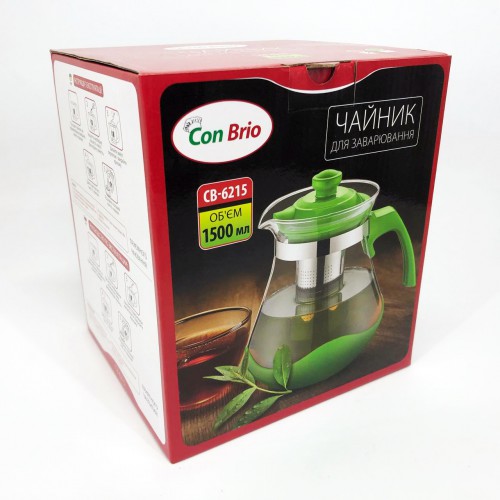 Чайник для заварювання Con Brio Green CB-6215 1,5 л, Чайник для заварювання якісний на кухню. Колір: червоний