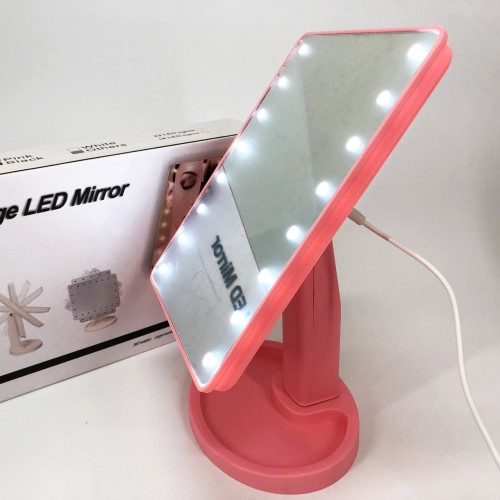 Дзеркало для макіяжу з 16 LED підсвічуванням Mirror, косметичне дзеркало з підсвічуванням. Колір: рожевий