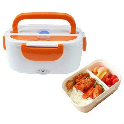 Ланч бокс електричний із підігрівом Lunch Heater 220V Pro, контейнер для їжі з відсіками. Колір: помаранчевий