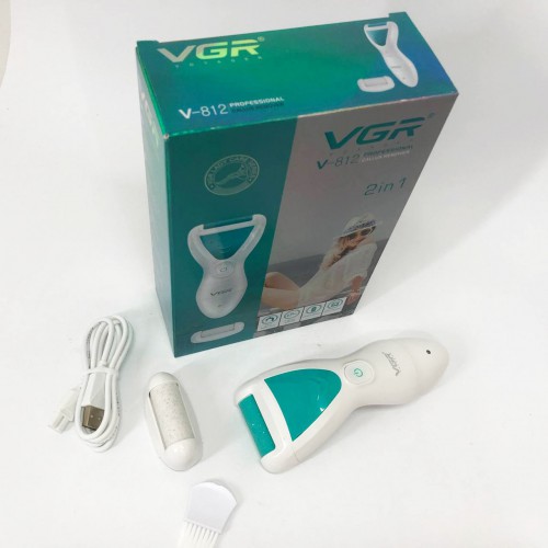 Електрична пемза для ніг з 2 насадками, від USB, VGR V-812 / Акумуляторна пемза для п'ят / Електропемза
